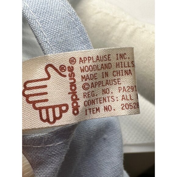 Vtg Applause 8” White Farmhouse plush rabbit stuffed animal primitive overalls - Picture 3 of 5